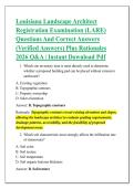 Louisiana Landscape Architect &NewLine;Registration Examination &lpar;LARE&rpar; &NewLine;Questions And Correct Answers &NewLine;&lpar;Verified Answers&rpar; Plus Rationales &NewLine;2026 Q&A &vert; Instant Download Pdf 