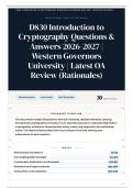 WGU D830 Introduction to Cryptography Questions & Answers 2026-2027 Western Governors University Latest OA Review &lpar;Rationales&rpar;