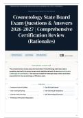Cosmetology State Board Exam 130&plus; Questions & Answers 2026&sol;2027 Comprehensive Certification Review &lpar;Rationales&rpar;