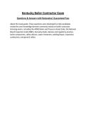 Kentucky Boiler Contractor Exam&NewLine;Questions & Answers with Rationales&vert; Guaranteed Pass&NewLine;