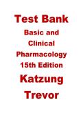 Test Bank for Basic & Clinical Pharmacology&comma; 15th Edition by Bertram G&period; Katzung & Anthony J&period; Trevor &ndash; Complete Chapters Practice Questions&comma; Answers & Exam Review 2026&sol;2027