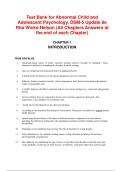 Test Bank for Abnormal Child and Adolescent Psychology&comma; DSM-5 Update&comma; 8th Edition by Rita Wicks-Nelson &ndash; Practice Questions&comma; Answers & Exam Review 2026&sol;2027