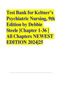 Test Bank for Keltner&rsquo;s Psychiatric Nursing&comma; 9th Edition by Debbie Steele &vert; Chapters 1&ndash;36 &vert; All Chapters &vert; Newest Edition 2024&ndash;25 &vert; Practice Questions with Correct Answers & Detailed Rationales