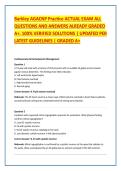 Barkley AGACNP Practice ACTUAL EXAM ALL &NewLine;QUESTIONS AND ANSWERS ALREADY GRADED &NewLine;A&plus;&period; 100&percnt; VERIFIED SOLUTIONS &vert; UPDATED PER &NewLine;LATEST GUIDELINES &vert; GRADED A&plus;