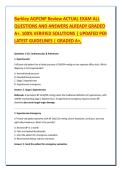 Barkley AGPCNP Review ACTUAL EXAM ALL &NewLine;QUESTIONS AND ANSWERS ALREADY GRADED &NewLine;A&plus;&period; 100&percnt; VERIFIED SOLUTIONS &vert; UPDATED PER &NewLine;LATEST GUIDELINES &vert; GRADED A&plus;&comma; 