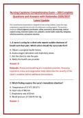 Nursing Capstone Comprehensive Exam &ndash; 200 Complete &NewLine;Questions and Answers with Rationales 2026&sol;2027 &NewLine;Latest Update