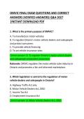 OMVIC Final Exam Questions and Correct Answers