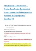 AL EL Electrical Contractor Exam &mdash; &NewLine;Practice Exam Practice Questions And &NewLine;Correct Answers &lpar;Verified Answers&rpar; Plus &NewLine;Rationales 2027 Q&A &vert; Instant &NewLine;Download Pdf