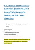 AL EL-S Electrical Specialty Contractor &NewLine;Exam Practice Questions And Correct &NewLine;Answers &lpar;Verified Answers&rpar; Plus &NewLine;Rationales 2027 Q&A &vert; Instant &NewLine;Download Pdf 