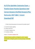 AL FS Fire Sprinkler Contractor Exam &mdash; &NewLine;Practice Exam Practice Questions And &NewLine;Correct Answers &lpar;Verified Answers&rpar; Plus &NewLine;Rationales 2027 Q&A &vert; Instant &NewLine;Download Pdf