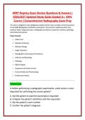 ARRT Registry Exam Review Questions & Answers &vert; &NewLine;2026&sol;2027 Updated Study Guide Graded A&plus; 100&percnt; &NewLine;Correct &vert; Comprehensive Radiography Exam Prep