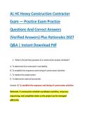 AL HC Heavy Construction Contractor &NewLine;Exam &mdash; Practice Exam Practice &NewLine;Questions And Correct Answers &NewLine;&lpar;Verified Answers&rpar; Plus Rationales 2027 &NewLine;Q&A &vert; Instant Download Pdf 