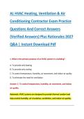 AL HVAC Heating&comma; Ventilation & Air &NewLine;Conditioning Contractor Exam Practice &NewLine;Questions And Correct Answers &NewLine;&lpar;Verified Answers&rpar; Plus Rationales 2027 &NewLine;Q&A &vert; Instant Download Pdf 