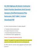 AL HW Highway & Streets Contractor &NewLine;Exam Practice Questions And Correct &NewLine;Answers &lpar;Verified Answers&rpar; Plus &NewLine;Rationales 2027 Q&A &vert; Instant &NewLine;Download Pdf