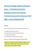 AL LV Low Voltage Systems Contractor &NewLine;Exam &mdash; PracticeExam Practice &NewLine;Questions And Correct Answers &NewLine;&lpar;Verified Answers&rpar; Plus Rationales 2027 &NewLine;Q&A &vert; Instant Download Pdf 