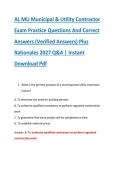 AL MU Municipal & Utility Contractor &NewLine;Exam Practice Questions And Correct &NewLine;Answers &lpar;Verified Answers&rpar; Plus &NewLine;Rationales 2027 Q&A &vert; Instant &NewLine;Download Pdf 