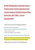 AL REF Refrigeration Contractor Exam &mdash; &NewLine;Practice Exam Practice Questions And &NewLine;Correct Answers &lpar;Verified Answers&rpar; Plus &NewLine;Rationales 2027 Q&A &vert; Instant &NewLine;Download Pdf 