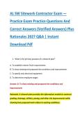 AL SW Sitework Contractor Exam &mdash; &NewLine;Practice Exam Practice Questions And &NewLine;Correct Answers &lpar;Verified Answers&rpar; Plus &NewLine;Rationales 2027 Q&A &vert; Instant &NewLine;Download Pdf 