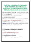 Florida Laws & Rules Exam for Psychologists &lpar;FLRE&rpar; &lpar;2026&sol;2027&rpar; &ndash; Florida Psychology Jurisprudence Comprehensive Practice Review &vert; 200 Practice Questions with Correct Answers
