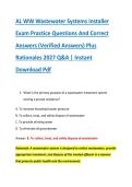 AL WW Wastewater Systems Installer &NewLine;Exam Practice Questions And Correct &NewLine;Answers &lpar;Verified Answers&rpar; Plus &NewLine;Rationales 2027 Q&A &vert; Instant &NewLine;Download Pdf 