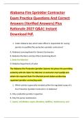 Alabama Fire Sprinkler Contractor &NewLine;Exam Practice Questions And Correct &NewLine;Answers &lpar;Verified Answers&rpar; Plus &NewLine;Rationale 2027 Q&A&vert; Instant &NewLine;Download Pdf&period; 