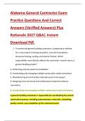 Alabama General Contractor Exam &NewLine;Practice Questions And Correct &NewLine;Answers &lpar;Verified Answers&rpar; Plus &NewLine;Rationale 2027 Q&A&vert; Instant &NewLine;Download Pdf&period; 