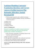 Louisiana Plumbing Contractor &NewLine;Examination Questions And Correct &NewLine;Answers &lpar;Verified Answers&rpar; Plus &NewLine;Rationales 2026 Q&A &vert; Instant &NewLine;Download Pdf 