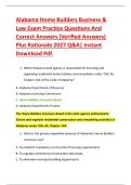 Alabama Home Builders Business & &NewLine;Law Exam Practice Questions And &NewLine;Correct Answers &lpar;Verified Answers&rpar; &NewLine;Plus Rationale 2027 Q&A&vert; Instant &NewLine;Download Pdf&period; 