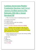 Louisiana Journeyman Plumber &NewLine;Examination Questions And Correct &NewLine;Answers &lpar;Verified Answers&rpar; Plus &NewLine;Rationales 2026 Q&A &vert; Instant &NewLine;Download Pdf 