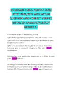NC NOTARY PUBLIC NEWEST EXAM LATEST 2026&sol;2027 WITH ACTUAL &NewLine;QUESTIONS AND CORRECT VERIFIED &lpar;DETAILED&rpar; ANSWERS&sol;ALREADY &NewLine;GRADED A&plus;