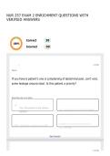 NUR 257 EXAM 2 ENRICHMENT QUESTIONS WITH VERIFIED ANSWERS