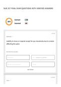 NUR 257 FINAL EXAM QUESTIONS WITH VERIFIED ANSWERS