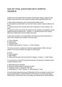NUR 257 FINAL QUESTIONS WITH VERIFIED ANSWERS