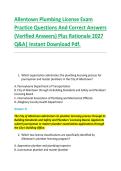 Allentown Plumbing License Exam &NewLine;Practice Questions And Correct Answers &NewLine;&lpar;Verified Answers&rpar; Plus Rationale 2027 &NewLine;Q&A&vert; Instant Download Pdf&period;