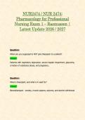 Exam 1&colon; NUR 2474 &sol; NUR2474 Pharmacology for Professional Nursing &lpar;Latest 2026 &sol; 2027 Updates BUNDLE PACKAGE WITH COMPLETE SOLUTIONS&rpar; &vert; 100&percnt; Correct &vert; Grade A - Rasmussen