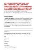 ATI MED-SURG CMS PROCTORED EXAM 2026 &vert; VERSIONS A&comma; B & C &vert; PRACTICE QUESTIONS&comma; VERIFIED CORRECT ANSWERS & DETAILED RATIONALES &vert; COMPLETE MED-SURG STUDY GUIDE &vert; JUST RELEASED PDF