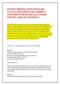 ILETSB CERTIFICATION EXAM 300 &NewLine;ACTUAL QUESTIONS AND CORRECT &NewLine;ANSWERS WITH RATIONALE LATEST &NewLine;UPDATE ALREADY GRADED A&plus; 