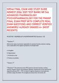 NR546 FINAL EXAM AND STUDY GUIDE&NewLine;NEWEST 2026&sol; 2027 TEST BANK&vert; NR 546&NewLine;ADVANCED PHARMACOLOGY&NewLine;PSYCHOPHARMACOLOGY FOR THE PMHNP&NewLine;FINAL EXAM PREP WITH COMPLETE REAL&NewLine;EXAM QUESTIONS AND CORRECT VERIFIED&NewLine;ANSWERS&sol; ALREADY GRADED A&plus; &lpar;MOST&NewLine;RECENT&excl;&excl;&rpar;