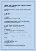 Anatomy Exam 4 Quiz and Lecture &vert; 2026&sol;2027 &vert; Questions With Complete Solutions