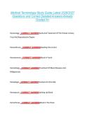 Medical Terminology Study Guide Latest 2026&sol;2027 &NewLine;Questions and Correct Detailed Answers Already &NewLine;Graded A&plus; 