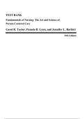 Test Bank for Fundamentals of Nursing&colon; The Art and Science of Person-Centered Care 10th Edition by Taylor &vert; 2026&sol;2027
