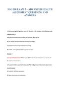 NSG 500 EXAM 3 &ndash; ADVANCED HEALTH&NewLine;ASSESSMENT QUESTIONS AND&NewLine;ANSWERS