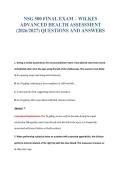 NSG 500 FINAL EXAM &ndash; WILKES&NewLine;ADVANCED HEALTH ASSESSMENT&NewLine;&lpar;2026&sol;2027&rpar; QUESTIONS AND ANSWERS
