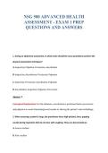 NSG 500 ADVANCED HEALTH&NewLine;ASSESSMENT - EXAM 1 PREP&NewLine;QUESTIONS AND ANSWERS