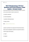 WCU Pathophysiology 370 Final &NewLine;Questions and Correct Answers&sol; Latest &NewLine;Update &sol; Already Graded