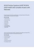 NCLEX Practice Questions HURST Review Adult Health with Complete Answers & Rationales 2026&sol;2027