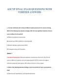 AOCNP FINAL EXAM QUESTIONS WITH&NewLine;VERIFIED ANSWERS