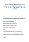 ADVANCED ONCOLOGY CERTIFIED&NewLine;NURSE PRACTITIONER &lpar;AOCNP&rpar; FINAL&NewLine;EXAM STUDY GUIDE QUESTIONS AND&NewLine;ANSWERS