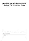 HESI Pharmacology Nightingale College Fall 2022&ndash;2024 Exam Questions & Answers &vert; Verified Answers Study Guide 2026&sol;2027