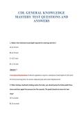 CDL GENERAL KNOWLEDGE&NewLine;MASTERY TEST QUESTIONS AND&NewLine;ANSWERS